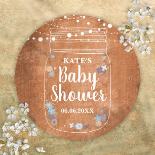 Rustikale Mason Jar Lichterkette Baby Shower Runder Aufkleber