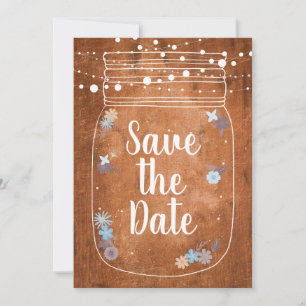 Rustikale Mason-Jar-Lichterkette Save-the-Date Einladung