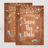 Rustikale Mason-Jar-Lichterketten Save-the-Date Save The Date (Vorne/Hinten)