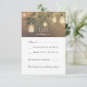 Rustikale Mason Jar Lichtzweige Hochzeiten RSVP-Ka RSVP Karte (Stehend Vorderseite)