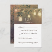 Rustikale Mason Jar Lichtzweige Hochzeiten RSVP-Ka RSVP Karte (Vorne/Hinten)