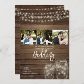 Rustikale Mason Jar Lights Foto Collage Wedding Einladung (Vorne/Hinten)