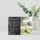 Rustikale Mason Jar Lights Hochzeit retten das Dat Postkarte (Stehend Vorderseite)