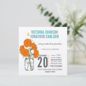 Rustikale Mason Jar Mint, Gelbe und Kornnnelken Einladung (Stehend Vorderseite)