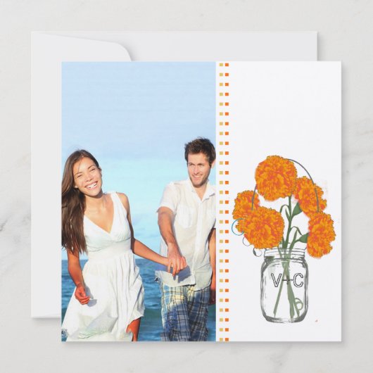 Rustikale Mason Jar Mint, Gelbe und Kornnnelken Einladung (Rückseite)