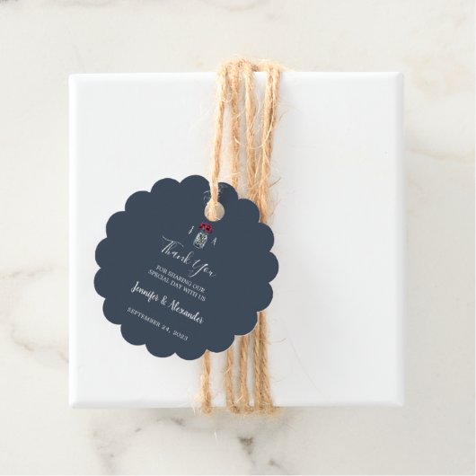 Rustikale Mason Jar Monogramm blaue Hochzeit Geschenkanhänger (Beispiel)