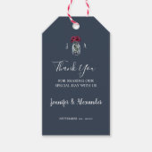 Rustikale Mason Jar Monogramm blaue Hochzeit Geschenkanhänger (Vorderseite)