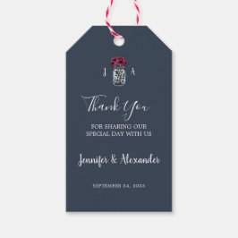 Rustikale Mason Jar Monogramm blaue Hochzeit Geschenkanhänger