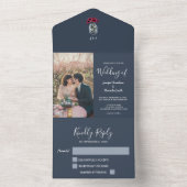 Rustikale Mason Jar Monogramm Foto Blau Hochzeit All In One Einladung (Innen Boden)