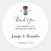 Rustikale Mason Jar Monogramm Landhochzeit Runder Aufkleber (Vorderseite)