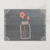 Rustikale Mason Jar Rezept Duschkarte Koralle Postkarte (Vorderseite)