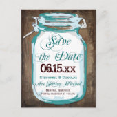 Rustikale Mason Jar Save the Date Postkarten (Vorderseite)
