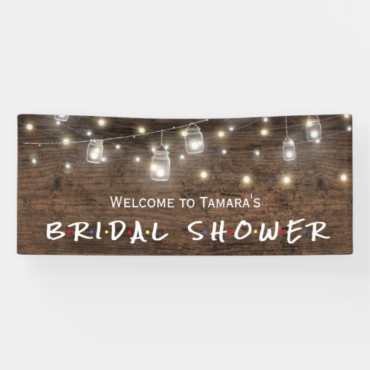 Rustikale Mason Jar String Lights Brautparty Banne Banner (Horizontal)