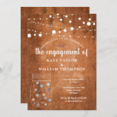 Rustikale Mason Jar String Lights Engagement Party Einladung (Vorne/Hinten)