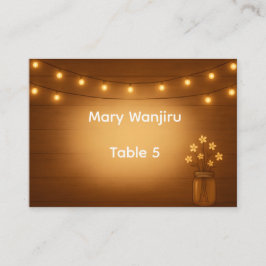 Rustikale Mason Jar & String Lights Hochzeit Platzkarte