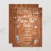 Rustikale Mason Jar String Lights Save the Date Ankündigungspostkarte (Vorne/Hinten)