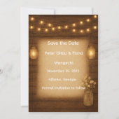 Rustikale Mason Jar String Lights Save the Date Ca (Vorderseite)