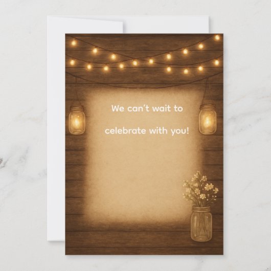 Rustikale Mason Jar String Lights Save the Date Ca (Rückseite)