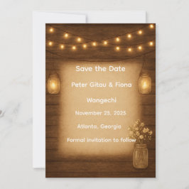 Rustikale Mason Jar String Lights Save the Date Ca