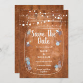Rustikale Mason Jar String Lights Save the Date Einladung (Vorne/Hinten)