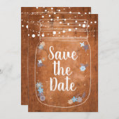 Rustikale Mason Jar String Lights Save the Date Einladung (Vorne/Hinten)