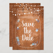 Rustikale Mason Jar String Lights Save the Date Einladung (Vorne/Hinten)
