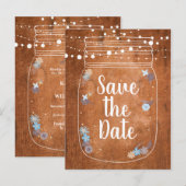 Rustikale Mason Jar String Lights Save the Date Einladungspostkarte (Vorne/Hinten)