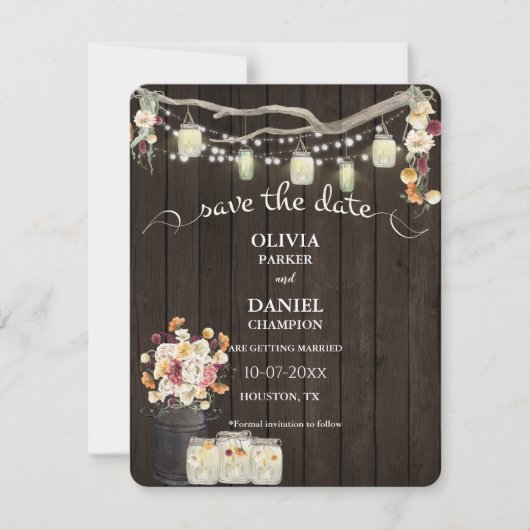 Rustikale Mason Jar String Lights Wasserfarben Blu (Vorderseite)