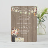 Rustikale Mason Jar String Lights Wasserfarben Blu Einladung (Stehend Vorderseite)