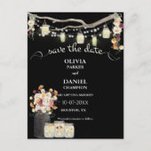 Rustikale Mason Jar String Lights Wasserfarben Blu Postkarte (Vorderseite)