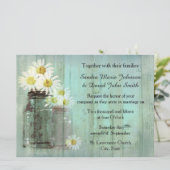 Rustikale Mason Jar und Daisy Hochzeit Einladung (Stehend Vorderseite)