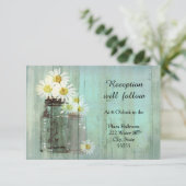 Rustikale Mason Jar und Daisy Wedding Reception Ca Einladung (Stehend Vorderseite)
