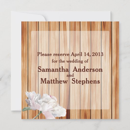 Rustikale Mason Jar und rosa Peonies Save The Date (Rückseite)