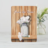 Rustikale Mason Jar und rosa Peonies Save The Date (Stehend Vorderseite)