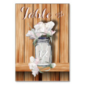 Rustikale Mason Jar und rosa Peonys Tafelkarte Tischnummer (Vorderseite)