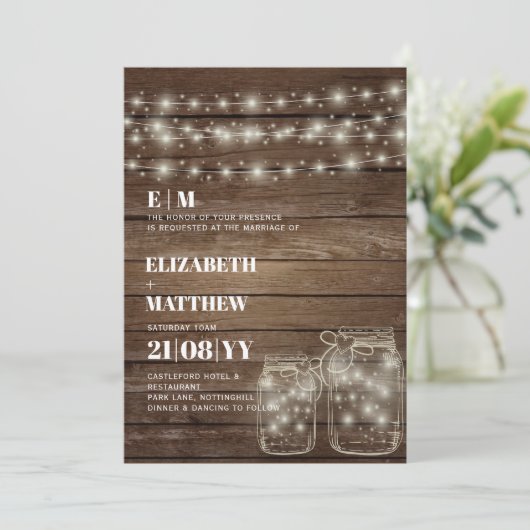 Rustikale Mason Jars gedruckt oder digitale Hochze (Stehend Vorderseite)