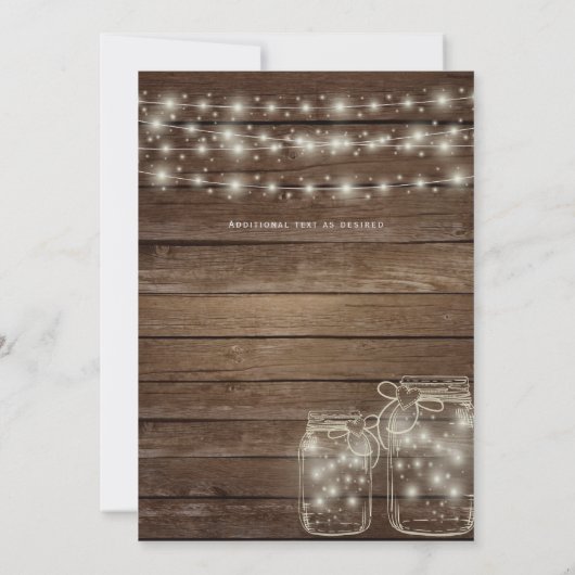 Rustikale Mason Jars gedruckt oder digitale Hochze Einladung (Rückseite)