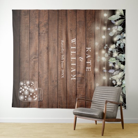 Rustikale Mason Jars String Lights Foto Hintergrun Wandteppich (Beispiel (Horizontal))