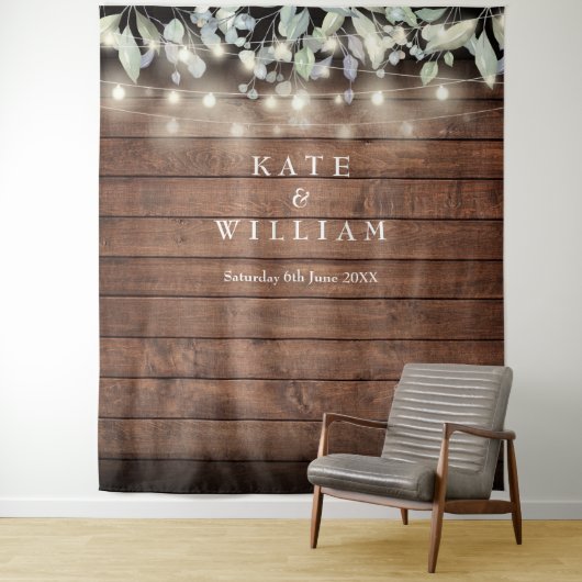 Rustikale Mason Jars String Lights Foto Hintergrun Wandteppich (Beispiel)