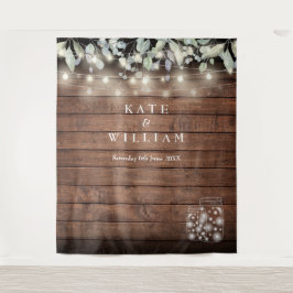 Rustikale Mason Jars String Lights Foto Hintergrun Wandteppich