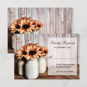 Rustikale Mason Jars Sunflowers Hochzeit RSVP Kart Karte (Vorne/Hinten)