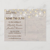 Rustikale Mason Jars und String Lights Save the Da Ankündigungspostkarte (Rückseite)