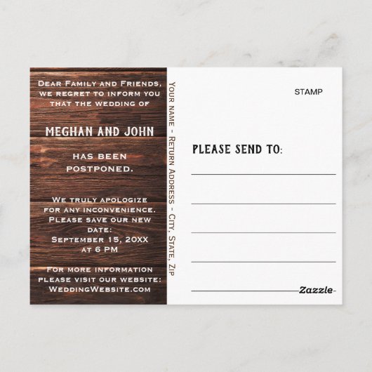 Rustikale Mason-String-Lichter ändern das Datum Postkarte (Rückseite)