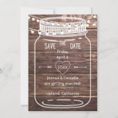 Rustikale Mason String Lights Jar Save the Date Ca (Vorderseite)