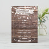 Rustikale Mason String Lights Jar Save the Date Ca (Stehend Vorderseite)