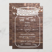 Rustikale Mason String Lights Jar Save the Date Ca (Vorne/Hinten)