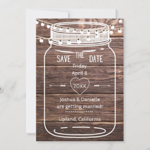 Rustikale Mason String Lights Jar Save the Date Ca