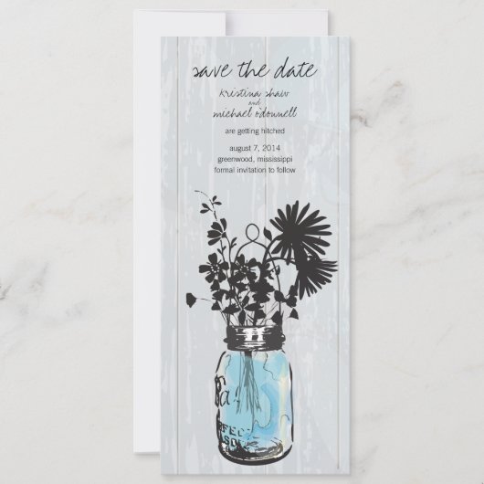 Rustikale Masonschale & Wildblumen Save-the-Date Save The Date (Vorderseite)