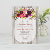 Rustikale Massagedüsen aus Blumenholz Babydusche Einladung (Stehend Vorderseite)