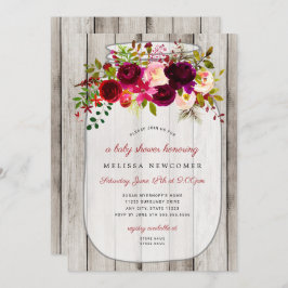 Rustikale Massagedüsen aus Blumenholz Babydusche Einladung